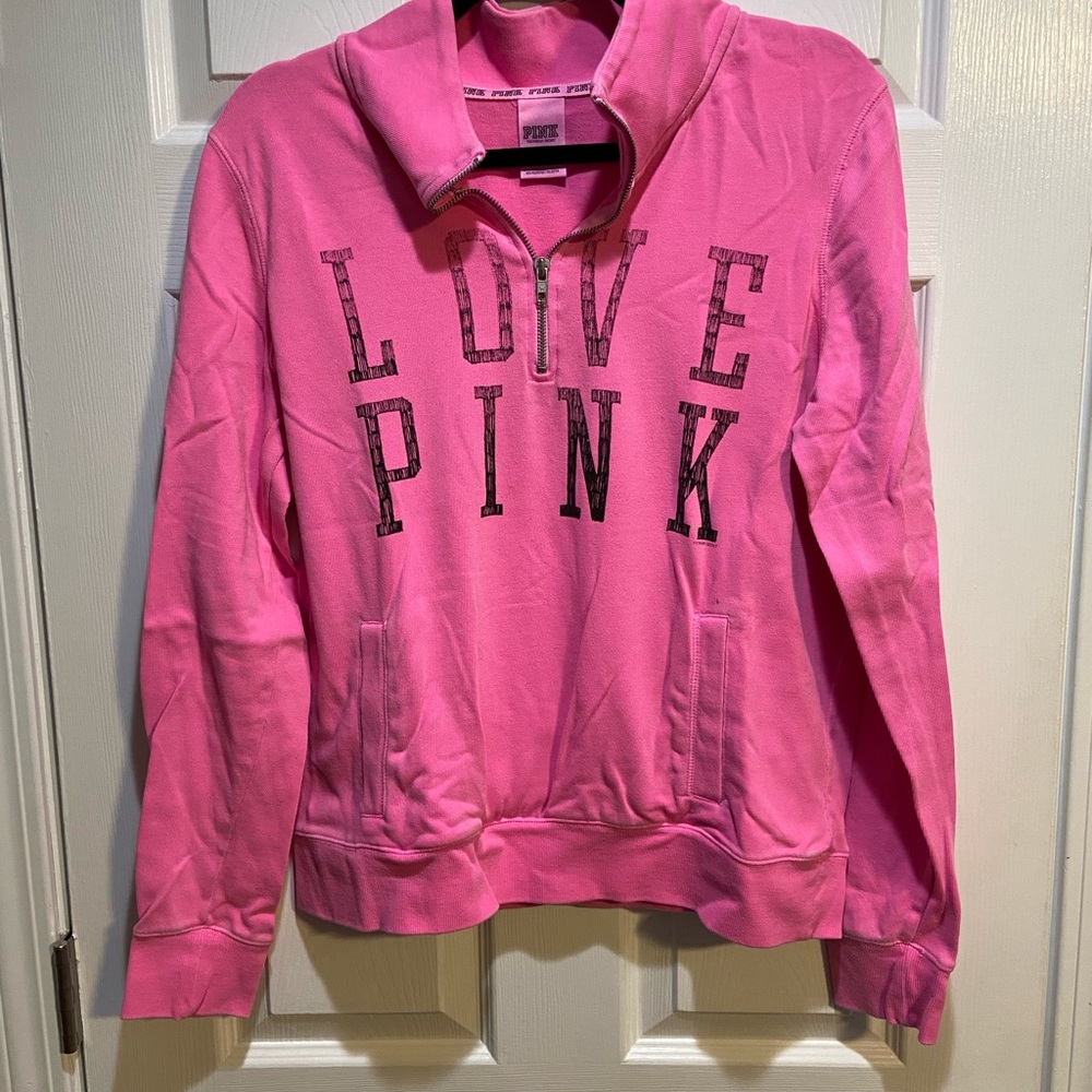 Victoria’s Secret Pink Brand Pink 3/4 Zip Pullover Sweatshirt